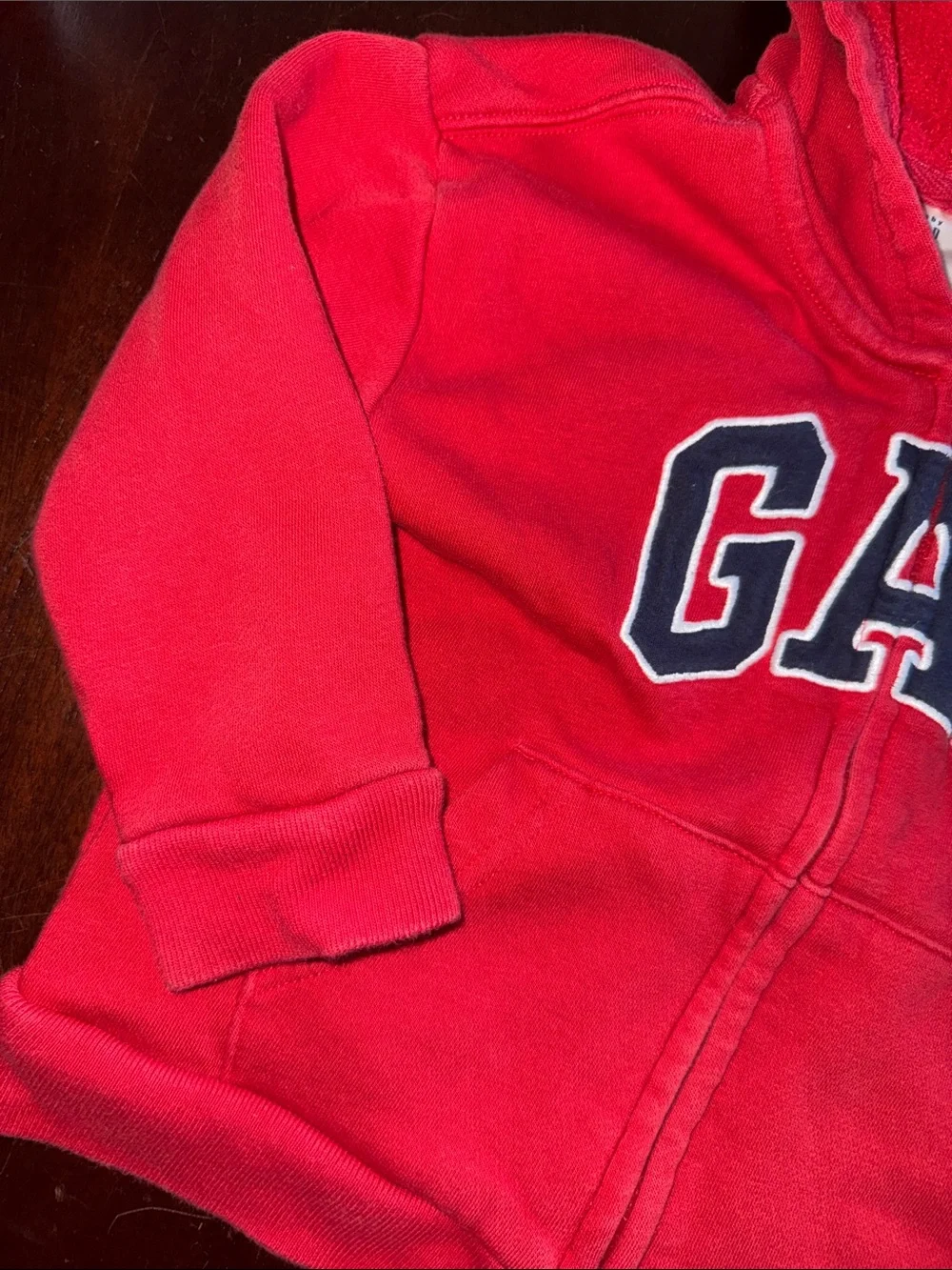 GAP Bright Red Kids Zip Hoodie with Contrast Logo